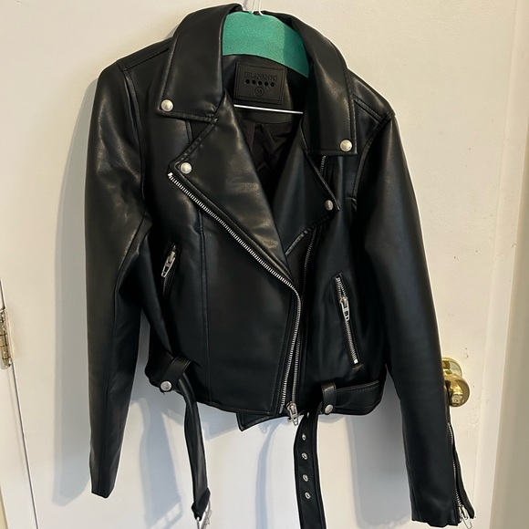 Faux Black Leather Jacket - Picture 1 of 2